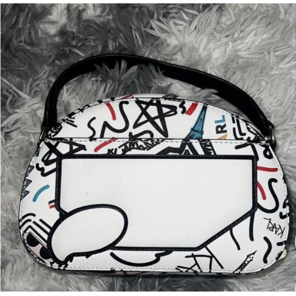 Karl Lagerfeld Black and White Crossbody Bag with Artistic Design - Picture 3 of 4